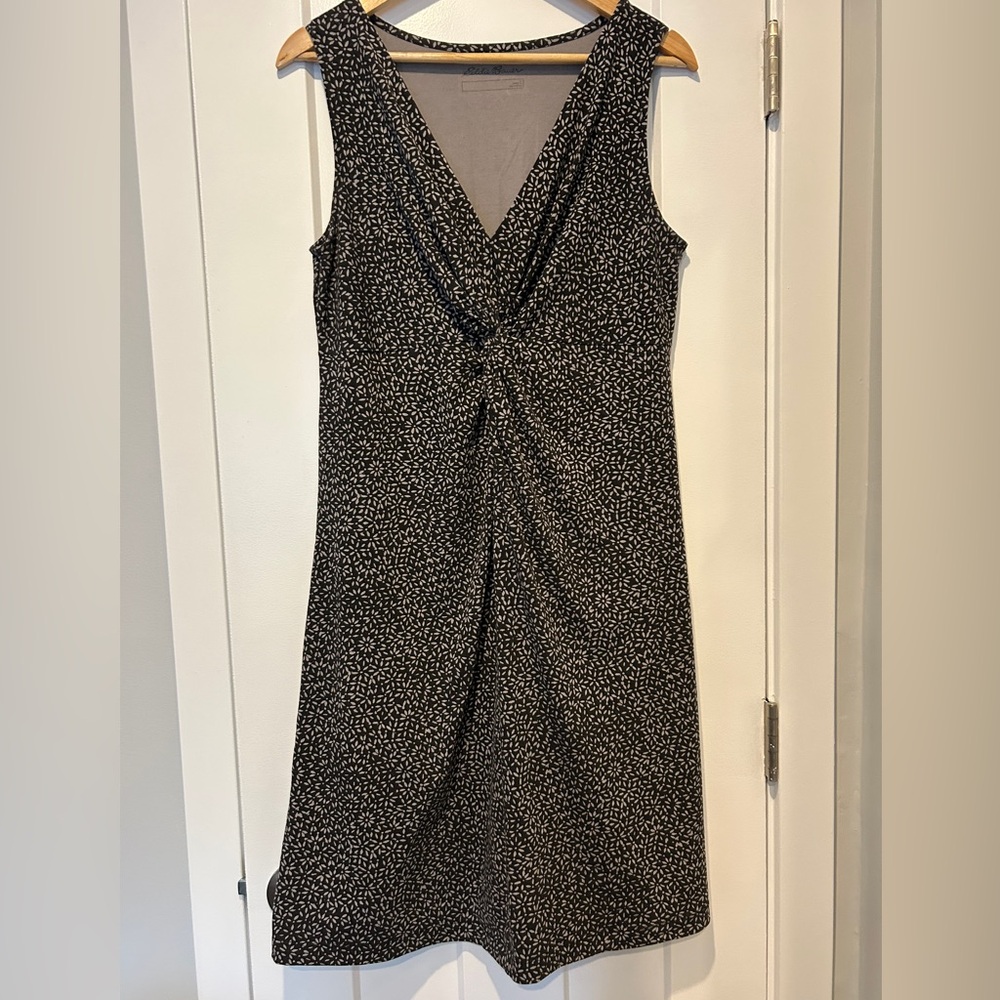 Eddie Bauer Tan and White Midi Dress